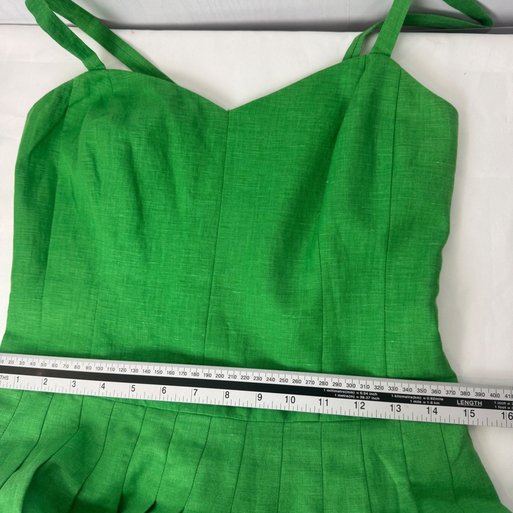 Boden Matilda Retro‎ Pleated Green White Women Linen Blend Dress Size 4L - Picture 14 of 14